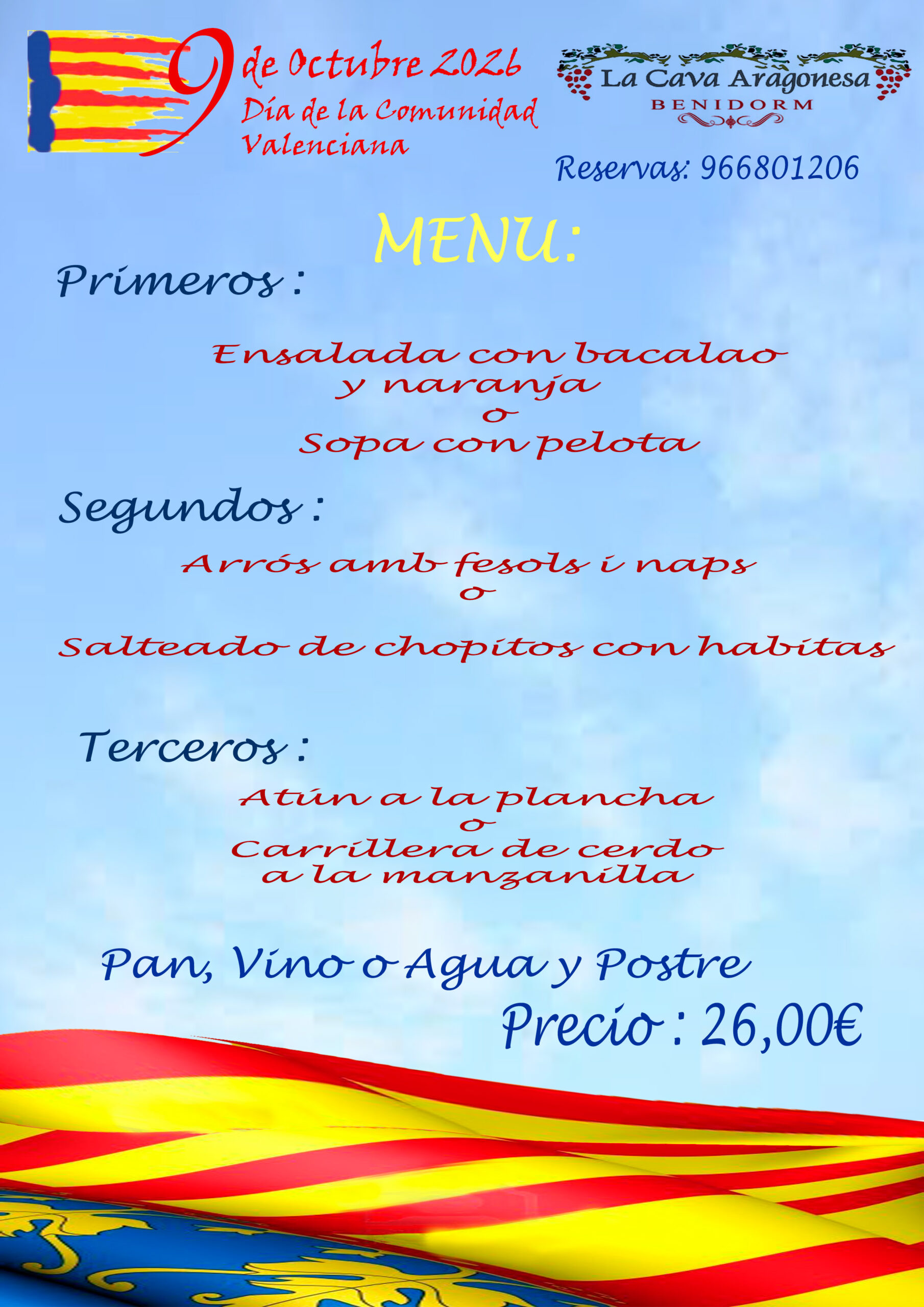 menu 9 de octubre 2026